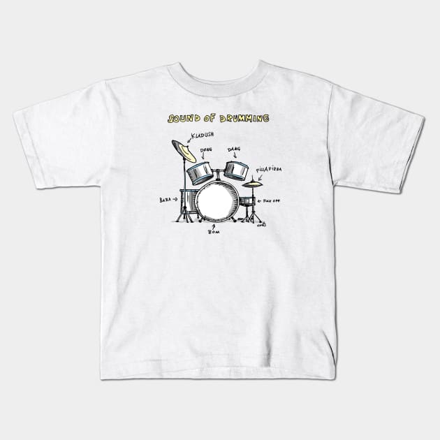 Sound-of-Drumming Kids T-Shirt by schlag.art